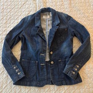 VTG Levi's Women's Dark Blue Denim Blazer W/ Detailed Buttons Size S Y2K